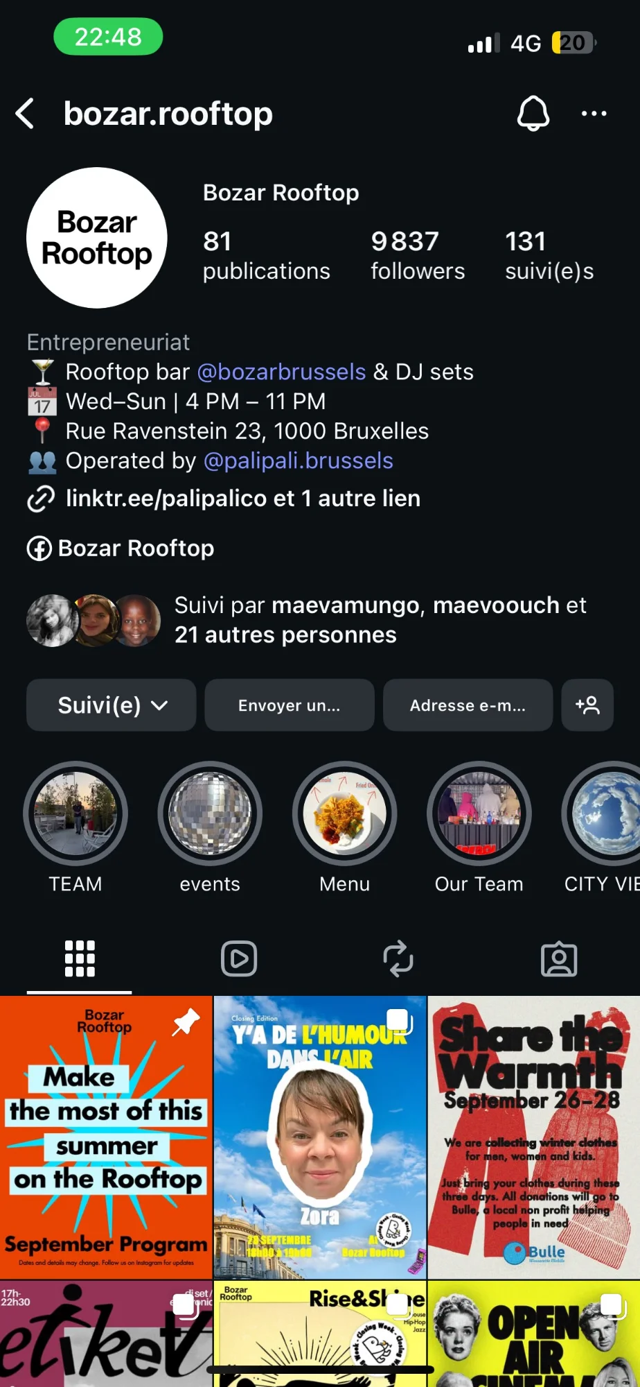 Compte Instagram Bozar Rooftop